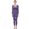 Violet Grey Purple Eggs On Grey Blue Long Sleeve Catsuit View1