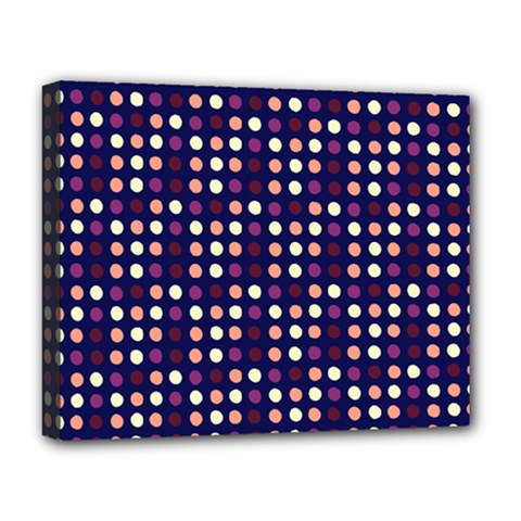 Peach Purple Eggs On Navy Blue Deluxe Canvas 20  X 16   by snowwhitegirl