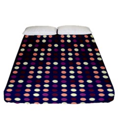 Peach Purple Eggs On Navy Blue Fitted Sheet (queen Size) by snowwhitegirl
