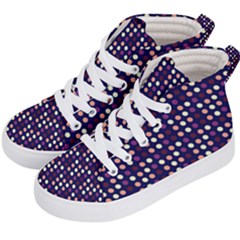 Peach Purple Eggs On Navy Blue Kid s Hi-top Skate Sneakers by snowwhitegirl