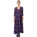 Peach Purple Eggs On Navy Blue Button Up Boho Maxi Dress View1