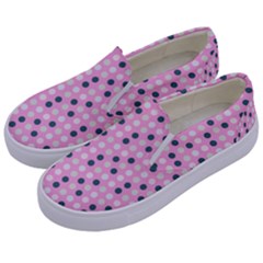 Teal White Eggs On Pink Kids  Canvas Slip Ons by snowwhitegirl