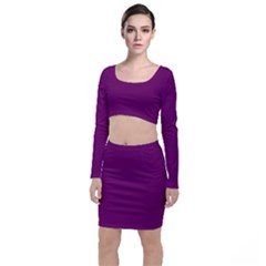 Magenta Ish Purple Long Sleeve Crop Top & Bodycon Skirt Set by snowwhitegirl
