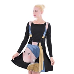 Girl With A Pearl Earring Suspender Skater Skirt by Valentinaart
