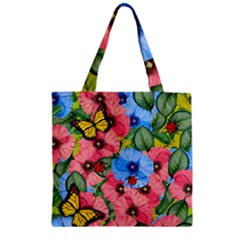 Floral Scene Zipper Grocery Tote Bag by linceazul