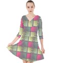Seamless Pattern Seamless Design Quarter Sleeve Front Wrap Dress	 View1