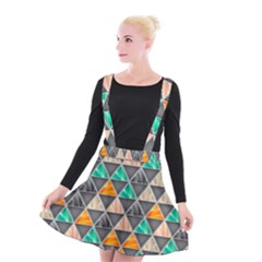 Abstract Geometric Triangle Shape Suspender Skater Skirt by Nexatart