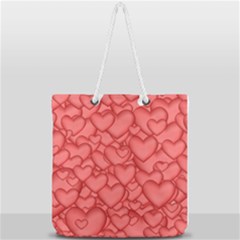Background Hearts Love Full Print Rope Handle Tote (large) by Nexatart