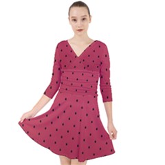 Watermelon Minimal Pattern Quarter Sleeve Front Wrap Dress	 by jumpercat