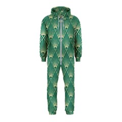 Teal,beige,art Nouveau,vintage,original,belle Époque,fan Pattern,geometric,elegant,chic Hooded Jumpsuit (kids) by NouveauDesign