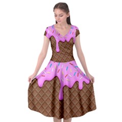 Chocolate And Strawberry Icecream Cap Sleeve Wrap Front Dress by jumpercat