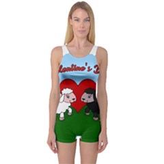 Valentines Day - Sheep  One Piece Boyleg Swimsuit by Valentinaart