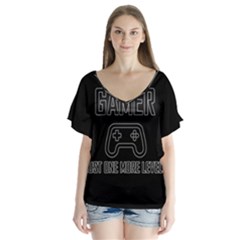 Gamer V-neck Flutter Sleeve Top by Valentinaart