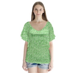 Knittedwoolcolour2 V-neck Flutter Sleeve Top by snowwhitegirl