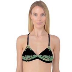 Black,green,gold,art Nouveau,floral,pattern Reversible Tri Bikini Top by NouveauDesign