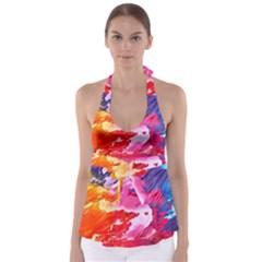 Abstract Art Background Paint Babydoll Tankini Top by Nexatart