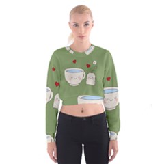 Cute Tea Cropped Sweatshirt by Valentinaart