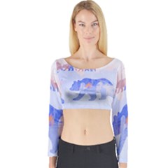 My Tribe,modern Art Long Sleeve Crop Top by NouveauDesign