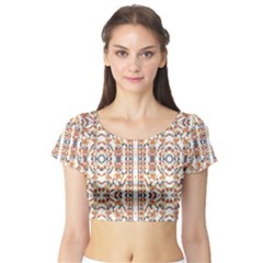 Multicolored Geometric Pattern  Short Sleeve Crop Top by dflcprints