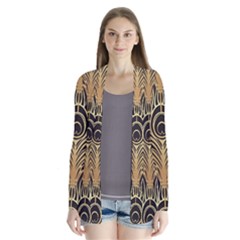 Gold, Black,peacock Pattern,art Nouveau,vintage,belle Epoque,chic,elegant,peacock Feather,beautiful Drape Collar Cardigan by NouveauDesign