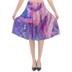Marbled,ultraviolet,violet,purple,pink,blue,white,stone,marble,modern,trendy,beautiful Flared Midi Skirt by NouveauDesign