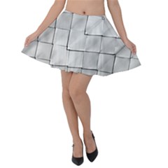 Silver Grid Pattern Velvet Skater Skirt by dflcprints