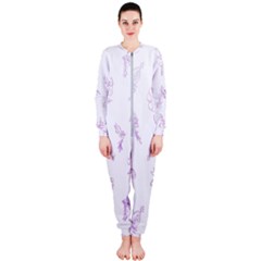 Beautiful,violet,floral,shabby Chic,pattern Onepiece Jumpsuit (ladies)  by NouveauDesign