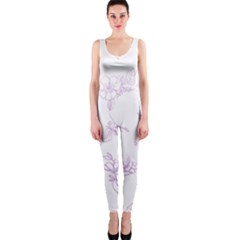 Beautiful,violet,floral,shabby Chic,pattern One Piece Catsuit by NouveauDesign