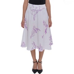 Beautiful,violet,floral,shabby Chic,pattern Perfect Length Midi Skirt by NouveauDesign