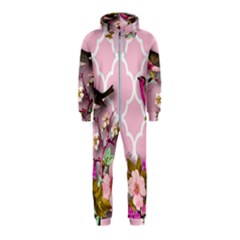 Shabby Chic, Floral,pink,birds,cute,whimsical Hooded Jumpsuit (kids) by NouveauDesign