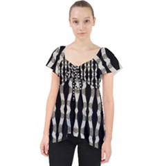 Wavy Stripes Pattern Lace Front Dolly Top by dflcprints