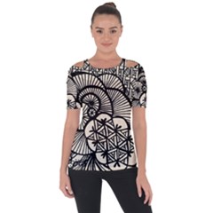Background Abstract Beige Black Short Sleeve Top by Nexatart
