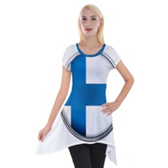 Finland Country Flag Countries Short Sleeve Side Drop Tunic by Nexatart