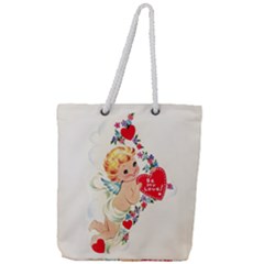 Cupid - Vintage Full Print Rope Handle Tote (large) by Valentinaart