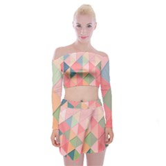 Background Geometric Triangle Off Shoulder Top With Mini Skirt Set by Nexatart