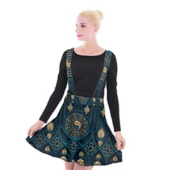 Ying Yang Abstract Asia Asian Background Suspender Skater Skirt by Nexatart