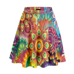 Colorful Abstract Background Colorful High Waist Skirt by Nexatart