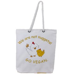 Go Vegan - Cute Chick  Full Print Rope Handle Tote (large) by Valentinaart