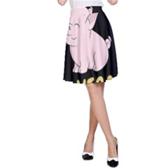 Go Vegan - Cute Pig A-line Skirt by Valentinaart
