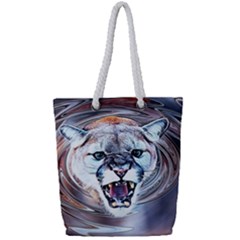 Cougar Animal Art Swirl Decorative Full Print Rope Handle Tote (small) by Nexatart