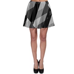 Black And White Grunge Striped Pattern Skater Skirt by dflcprints