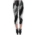 Black And White Grunge Striped Pattern Capri Leggings  View2