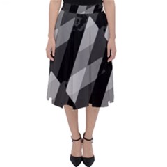 Black And White Grunge Striped Pattern Folding Skater Skirt by dflcprints