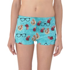 Vintage Glasses Blue Boyleg Bikini Bottoms by snowwhitegirl