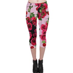 Roses Pink Capri Leggings  by snowwhitegirl