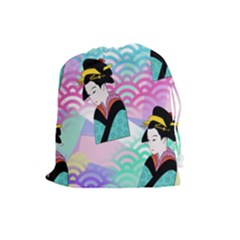 Japanese Abstract Drawstring Pouches (large)  by snowwhitegirl