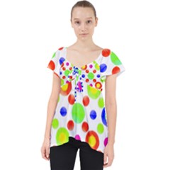 Multicolored Circles Motif Pattern Lace Front Dolly Top by dflcprints