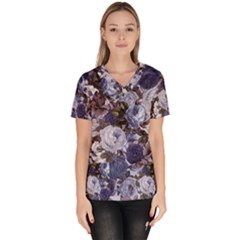 Rose Bushes Blue Scrub Top by snowwhitegirl
