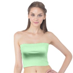    Classic Mint Green & White Herringbone Pattern Tube Top by PodArtist