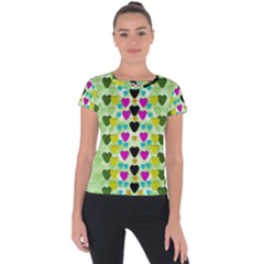 Summer Time In Lovely Hearts Short Sleeve Sports Top  by pepitasart